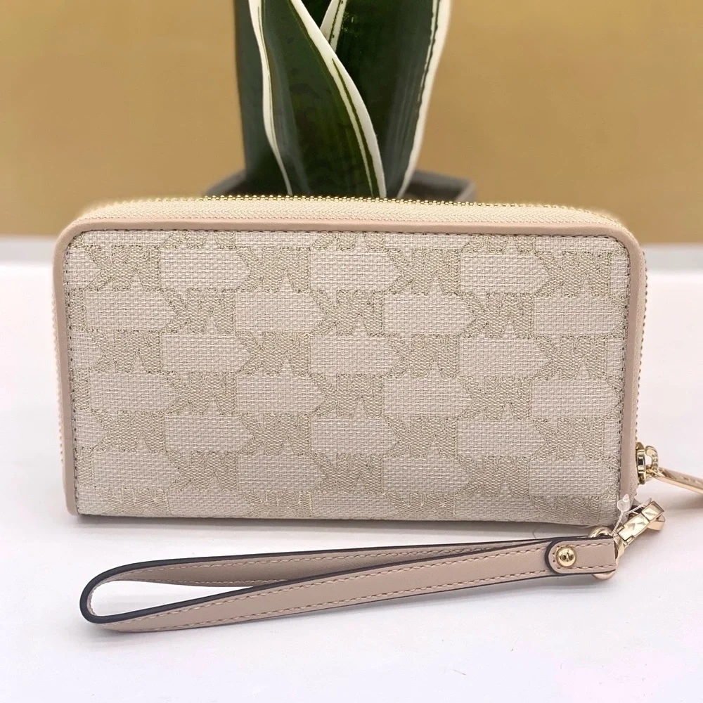 Michael Kors Jet Set Travel Wallet Phone Case Wristlet Glimmer MK Print